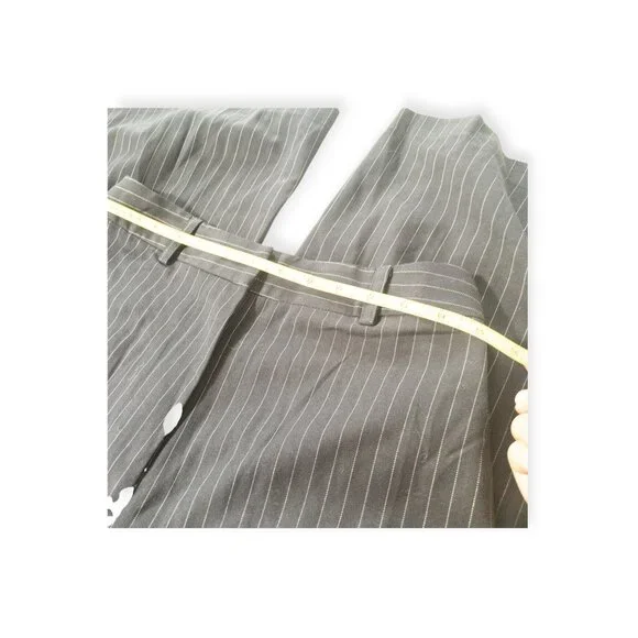 Anthropologie TwentySixHundred Navy Striped Wide Leg Dress Pants SZ 6 High Waist - Picture 9 of 14